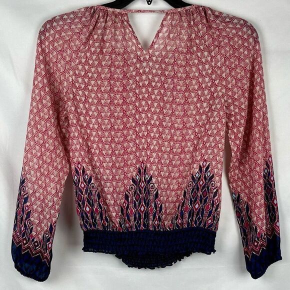 Lucky Brand Western Print V-neck Long Sleeve Blouse XS - Picture 3 of 9